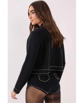 Women's Knitted Western Stud Detail Shorts