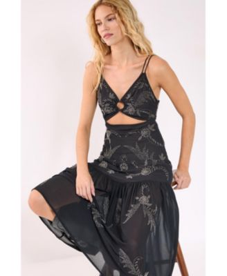 Ring Cut Out Volume Maxi Dress