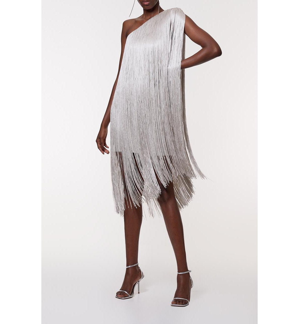 Karen Millen Women's Fringe Mini Knit Dress