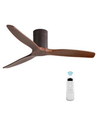 52-inch Modern Brown 3-Blade Flush Mount Fans Supports Remote Control 6-Speed Arbitrary Adjustment and Timing Function