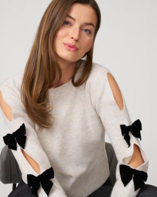 Bow & Cut Out Sleeve Sweater