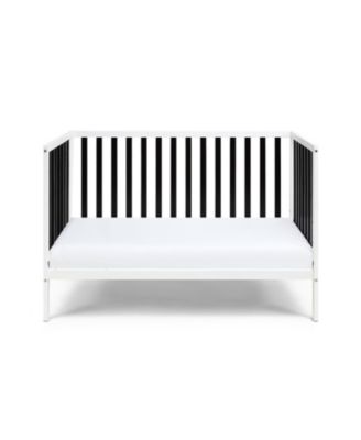  Deux Remi Island 4-in-1 Convertible Crib in White and Black with Modern Slatted Design