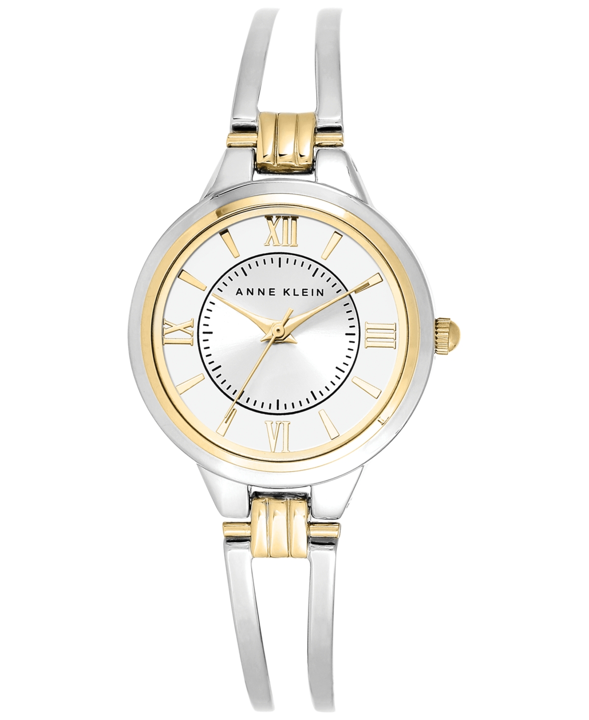 ANNE KLEIN WATCH, WOMEN'S TWO-TONE BANGLE BRACELET 29MM AK-1441SVTT 