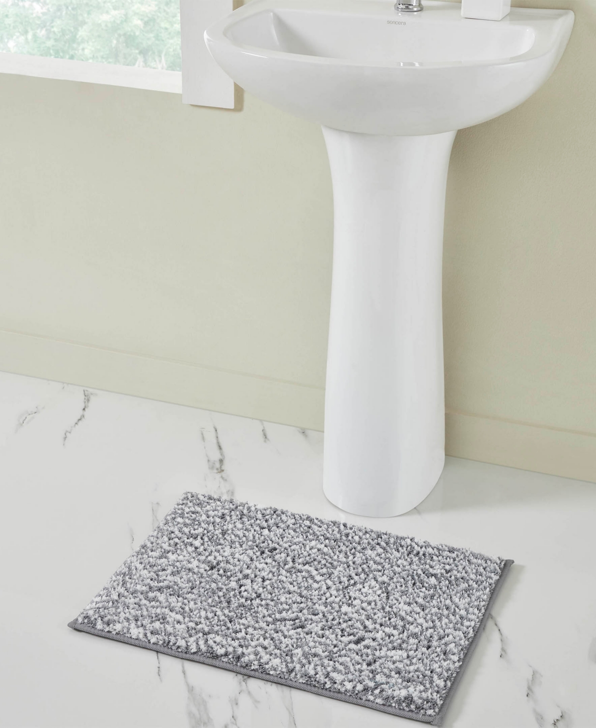 Vcny Home Heathered Memory Foam Bath Rug, 17" X 24" In Gray