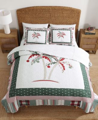 Tommy Bahama Palm Tree Patchwork Reversible 3-Pc. Quilt Set, Full/Queen