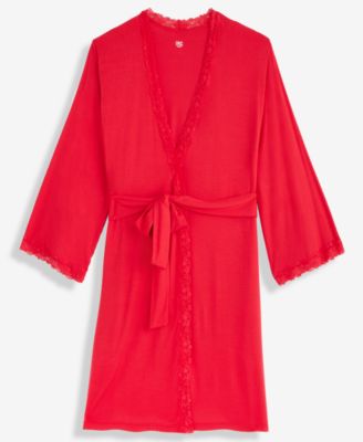 Women's Lace-Trim Knit Wrap Robe
