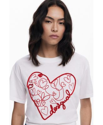 Women's T-shirt with embossed hearts