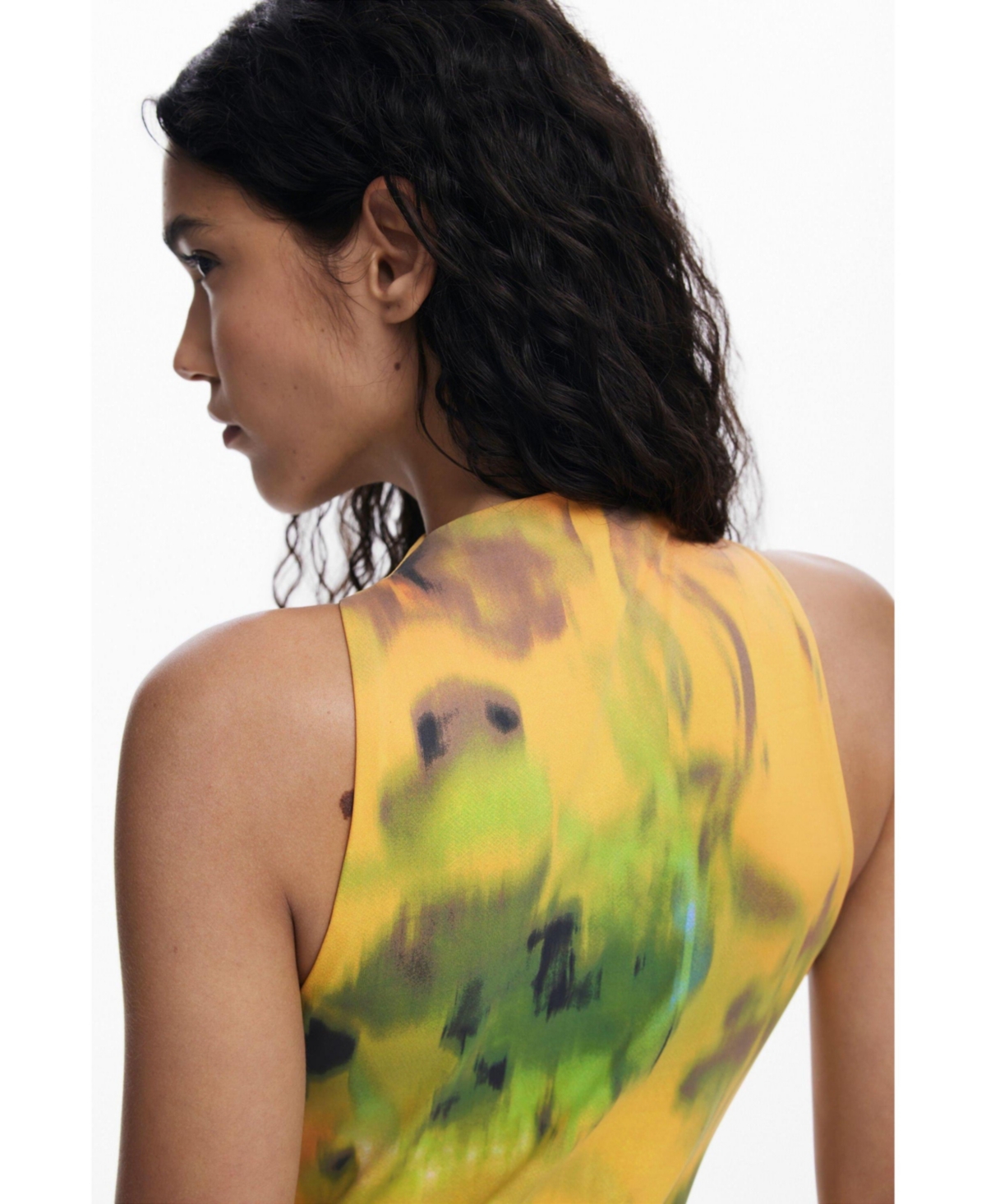 Desigual Printed Sleeveless Body-con Minidress In Green