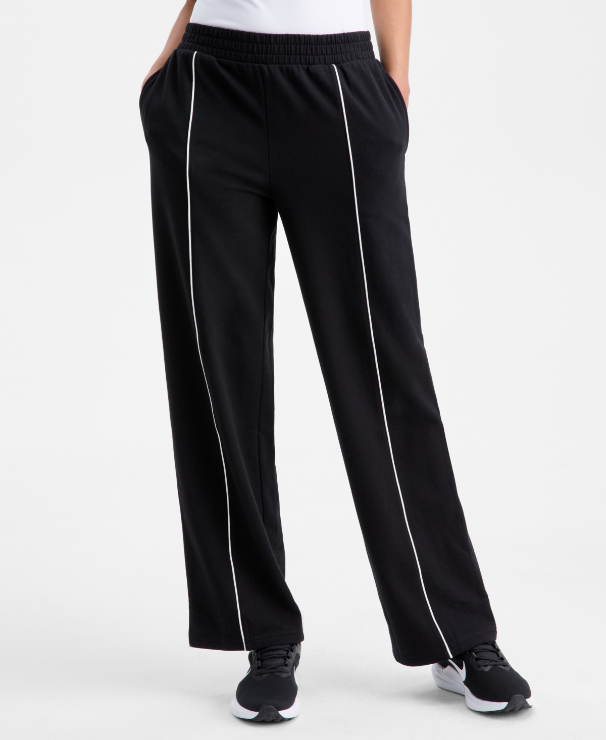 Id Ideology Women's Piping-Trim Fleece Pull-On Pants, Macy's Exclusive