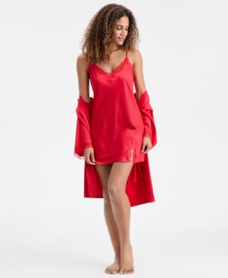 Women's Lace-Trim Satin Chemise