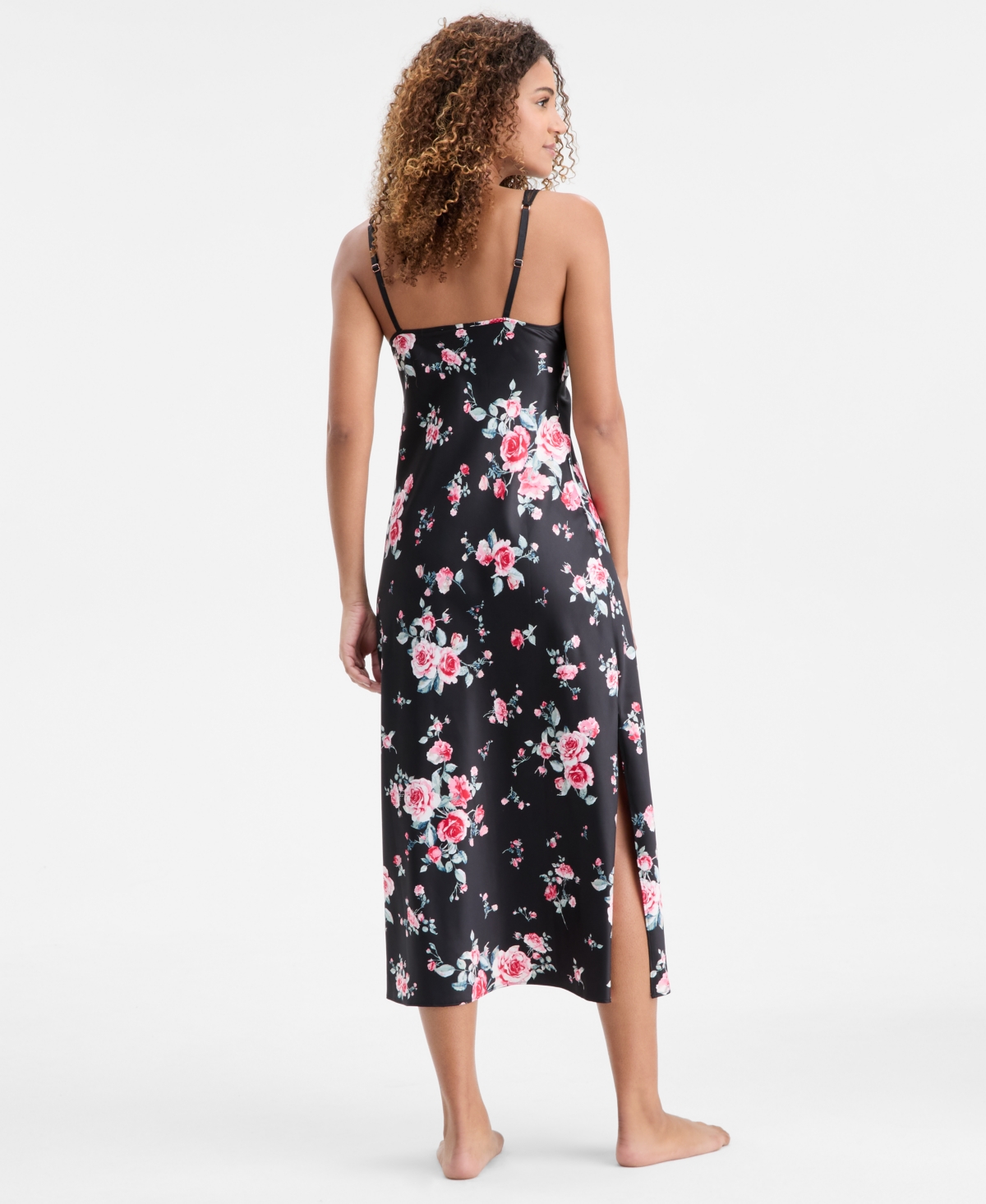 I.n.c. International Concepts Women's Printed Lace Trim Satin Gown, Created for Macy's