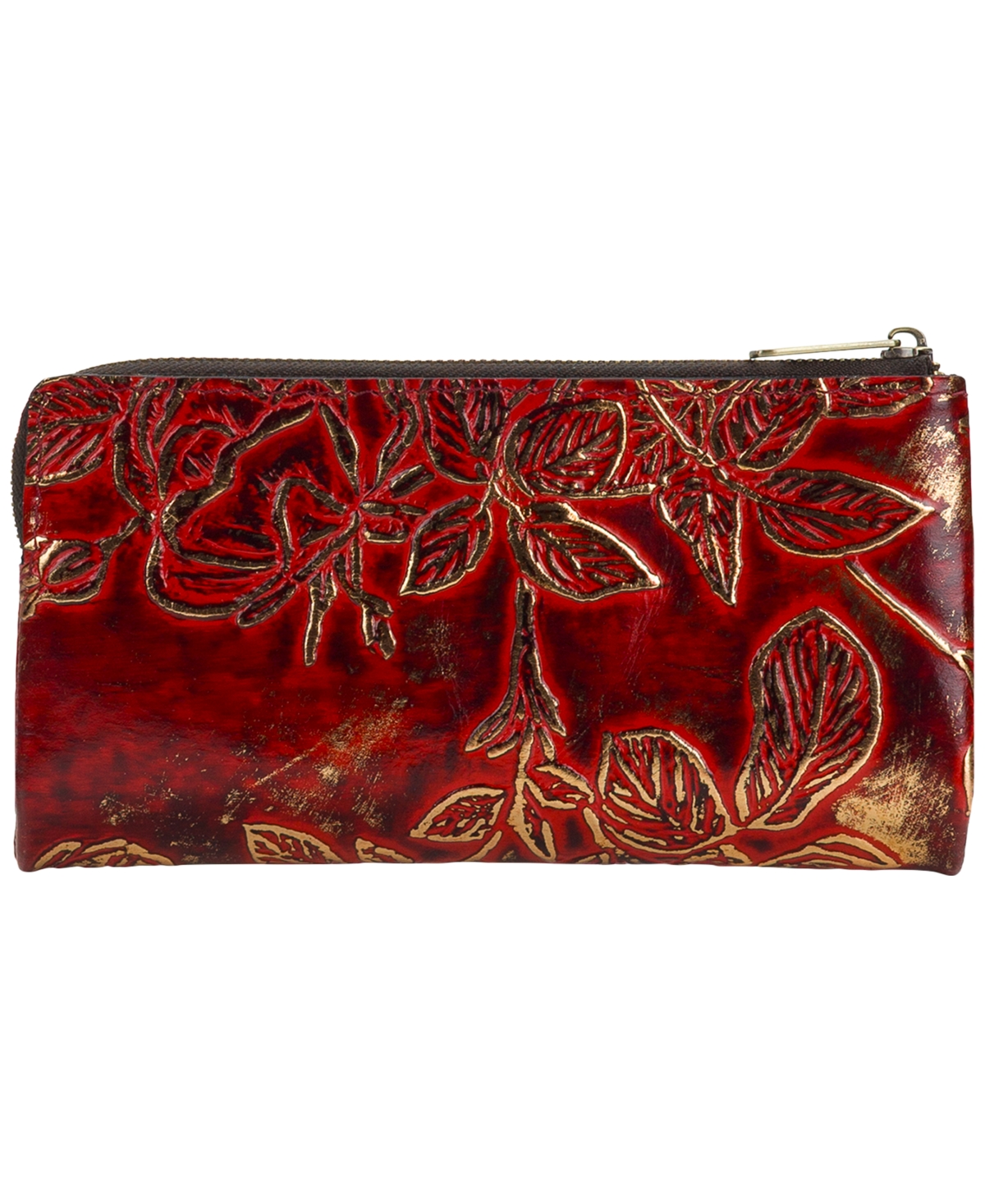 Patricia Nash Prassa Bark Leaves Textured Wallet In Red