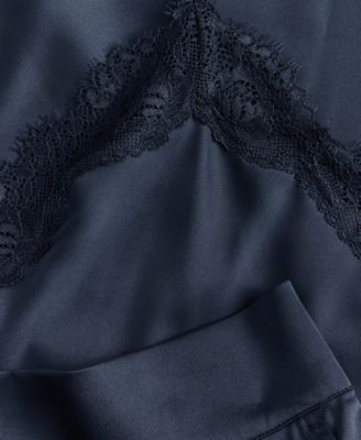 Women's Stretch Satin Lace-Trim Top & Pajama Pants Set, Created for Macy's