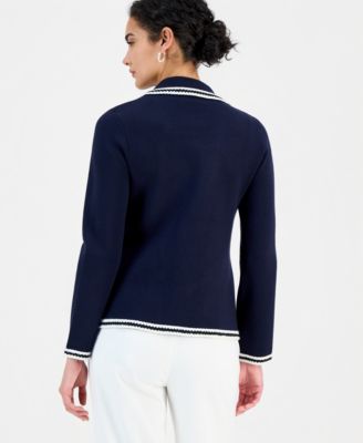 Women's Three-Button Colorblocked-Trim Jacket
