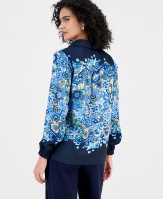 Women's Paisley Button-Front Blouse