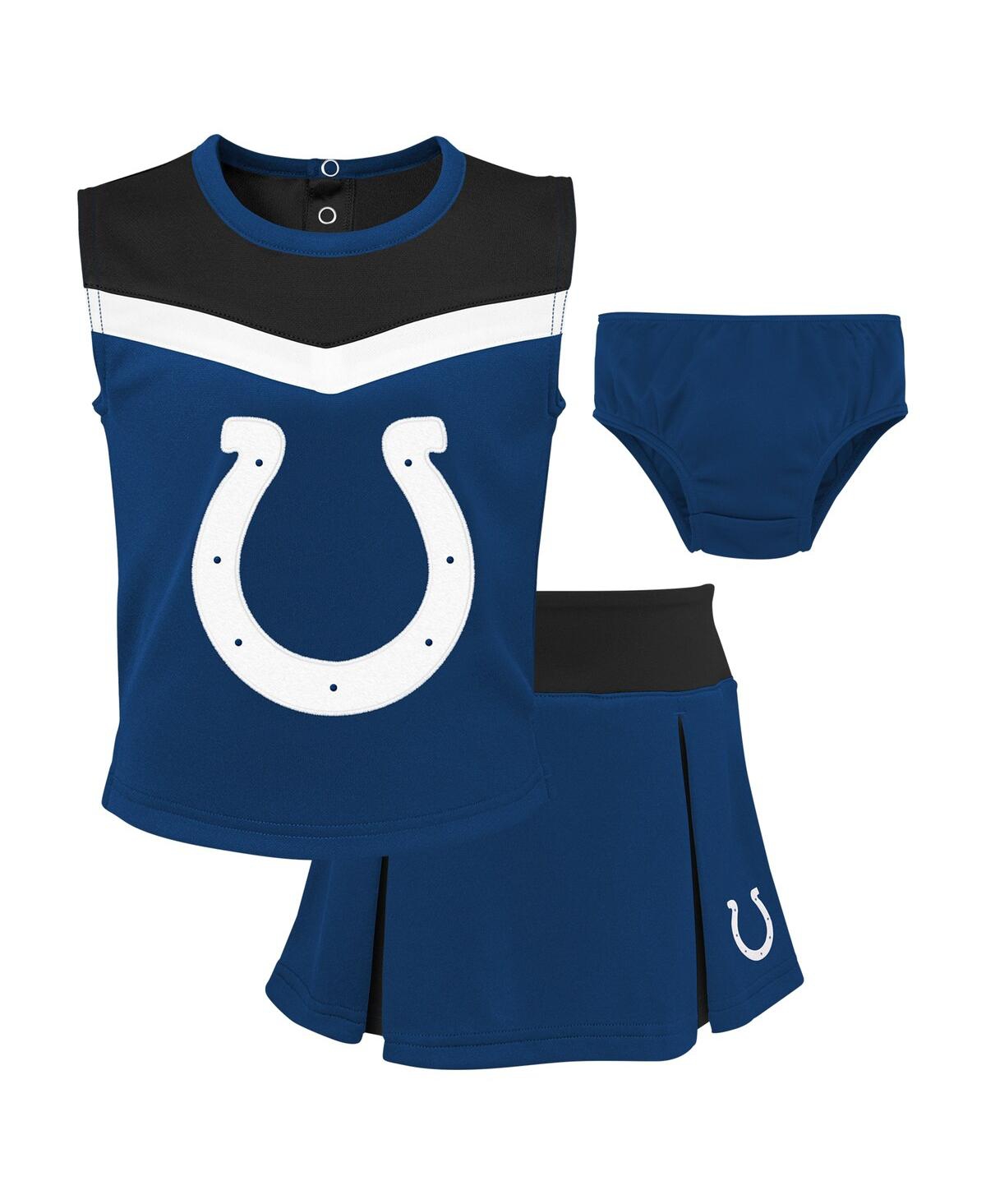 Outerstuff Girls Toddler 2-piece Royal Indianapolis Colts Spirit Cheer Cheerleader Set With Bloomers In Blue