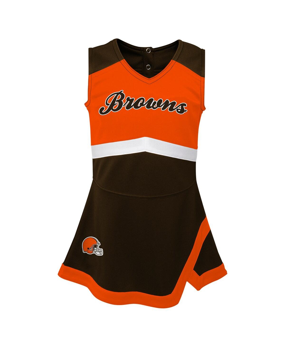 Outerstuff Girls Toddler 2-piece Brown Cleveland Browns Cheer Captain Dress With Bloomers In Brown