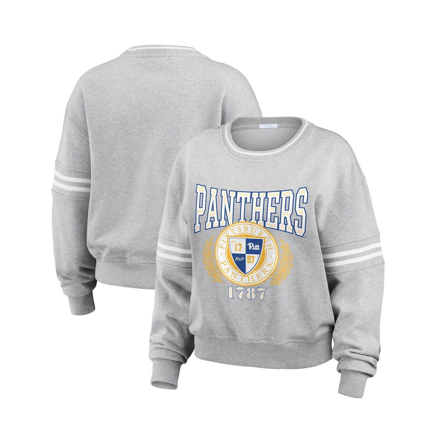 Женский свитер WEAR by Erin Andrews Heather Gray Pitt Panthers Classic Stripe Pullover — фото 1