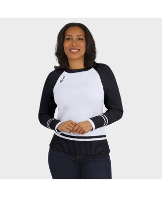 Women's White/Black New Orleans Saints Color Block Raglan Sweater