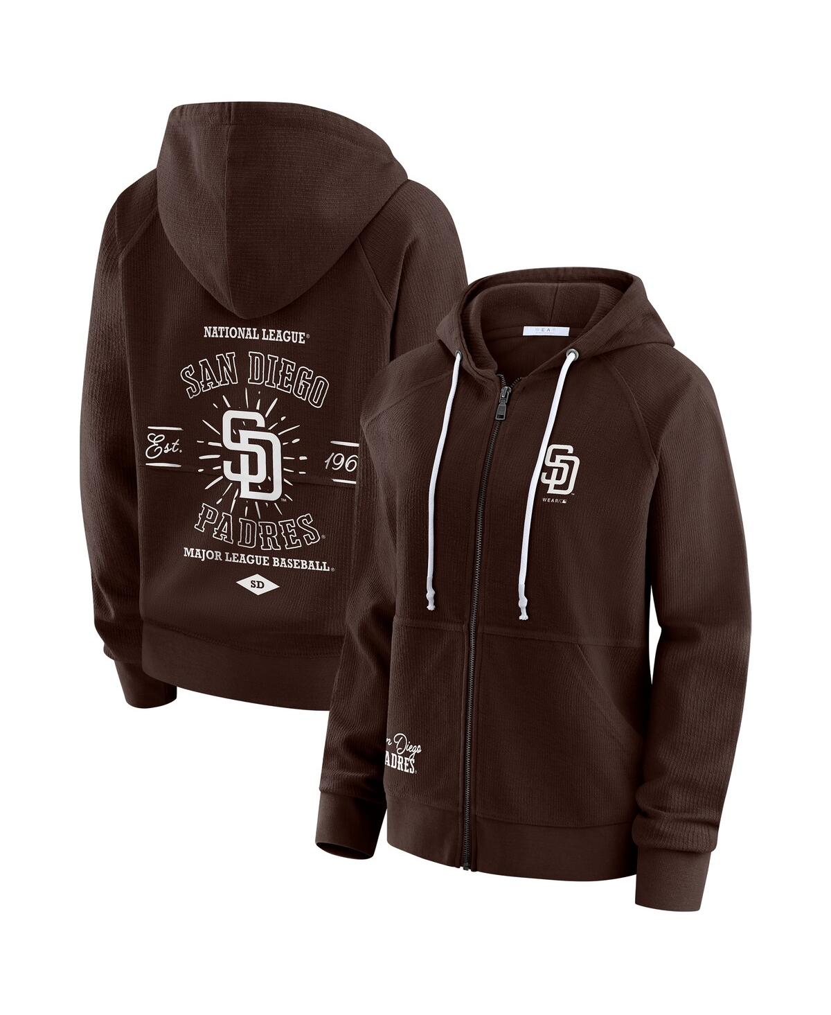 Wear By Erin Andrews Brown San Diego Padres Vintage Full-zip Raglan Hoodie In Brown