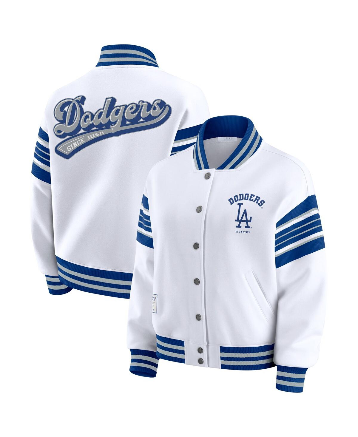 Wear By Erin Andrews Women's White Los Angeles Dodgers Full-snap Fleece Sweatshirt Jacket In White