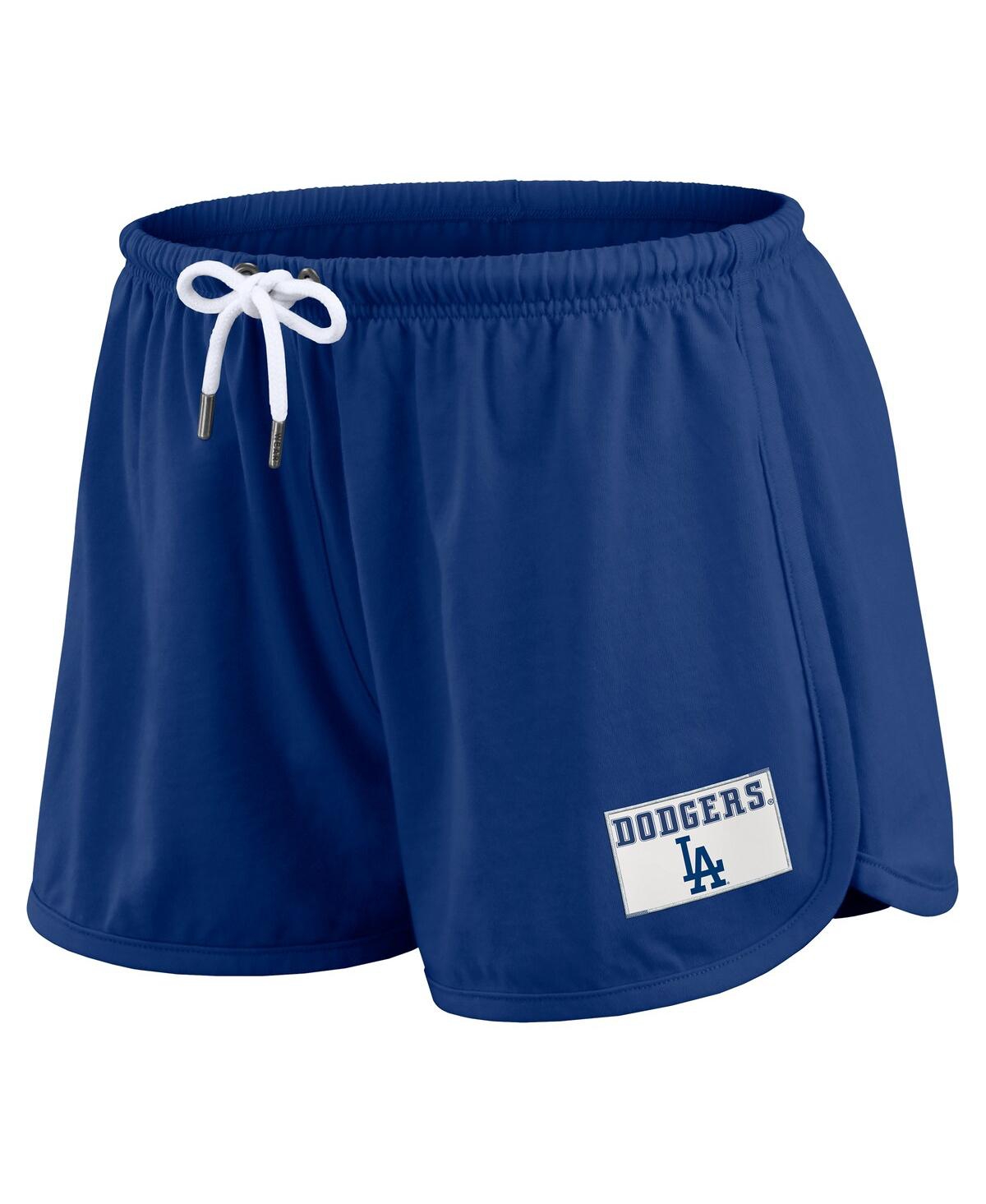 Wear By Erin Andrews Women's 2-piece Royal Los Angeles Dodgers Heavy Rugby Jersey Long Sleeve T-shirt And Shorts Lounge S In Blue