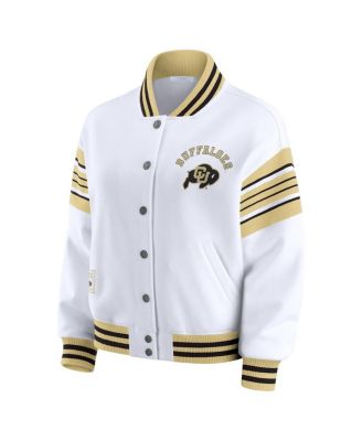 Women's White/Gold Colorado Buffaloes Satin Stitch Full-Snap Fleece Sweatshirt Jacket