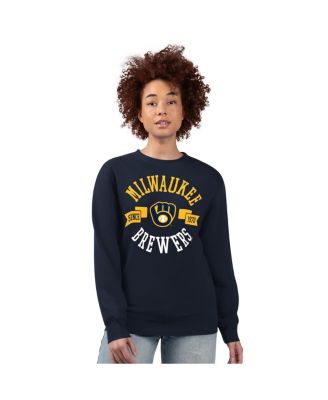 Women's Navy Milwaukee Brewers Team Logo Fleece Pullover Sweatshirt