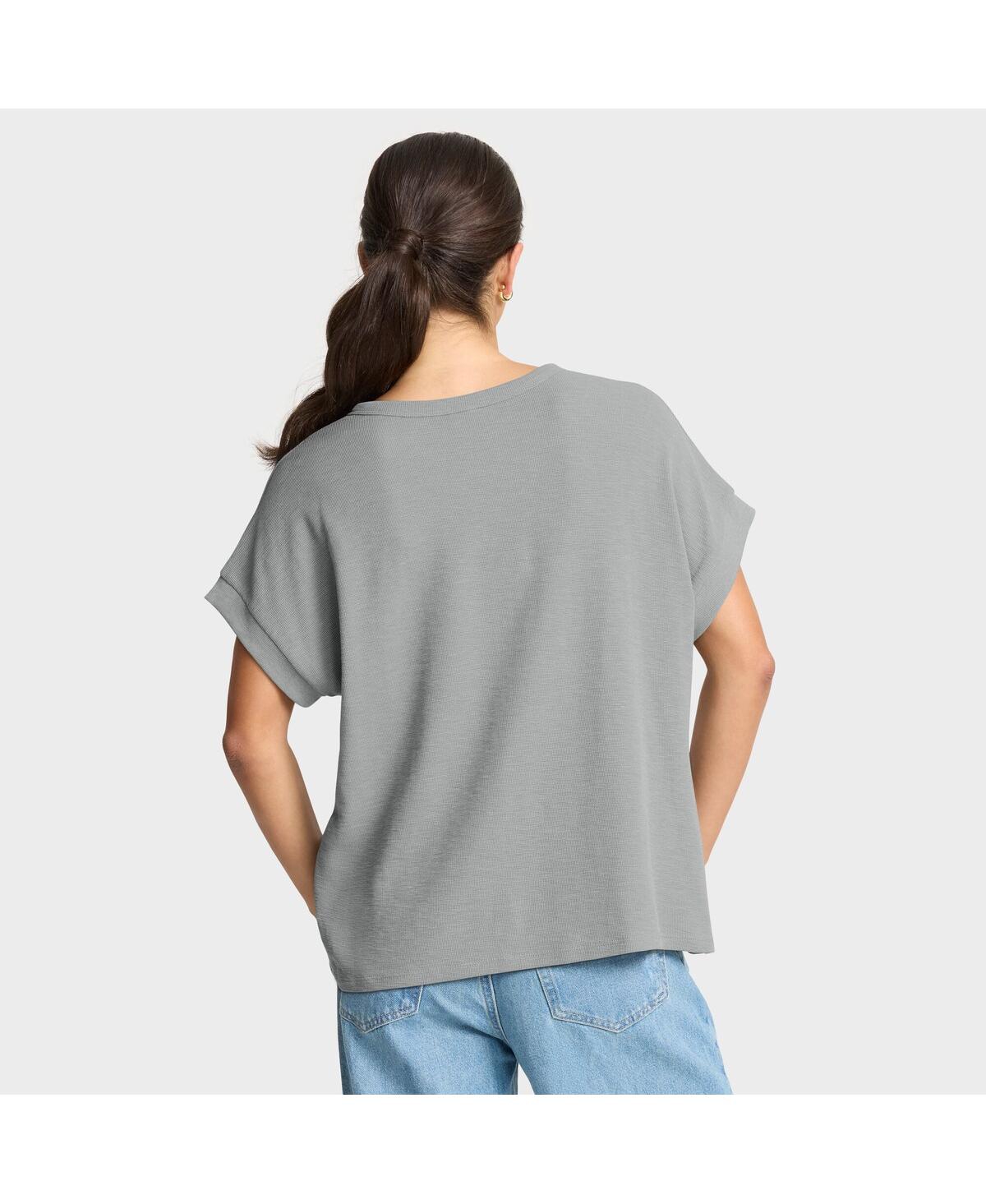 Fanatics Women's Heather Gray Detroit Lions Oversizedâ Hometown Premium Henley Shirt In Gray