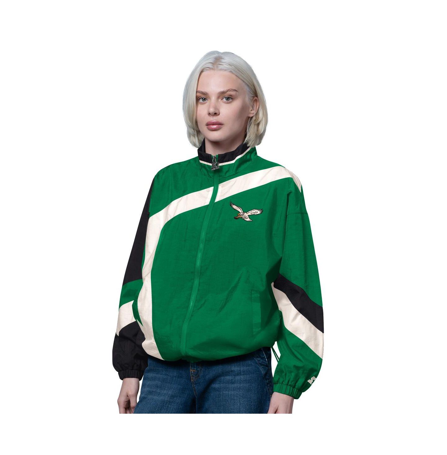Женская куртка Starter Kelly Green/Black Philadelphia Eagles Vintage 1st Quarter Full-Zip Windbreaker — фото 1