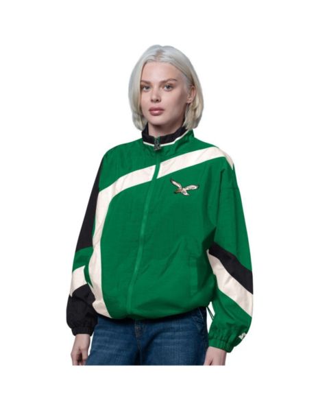 Женские куртки Starter Kelly Green/Black Philadelphia Eagles Vintage 1st Quarter Full-Zip Windbreaker