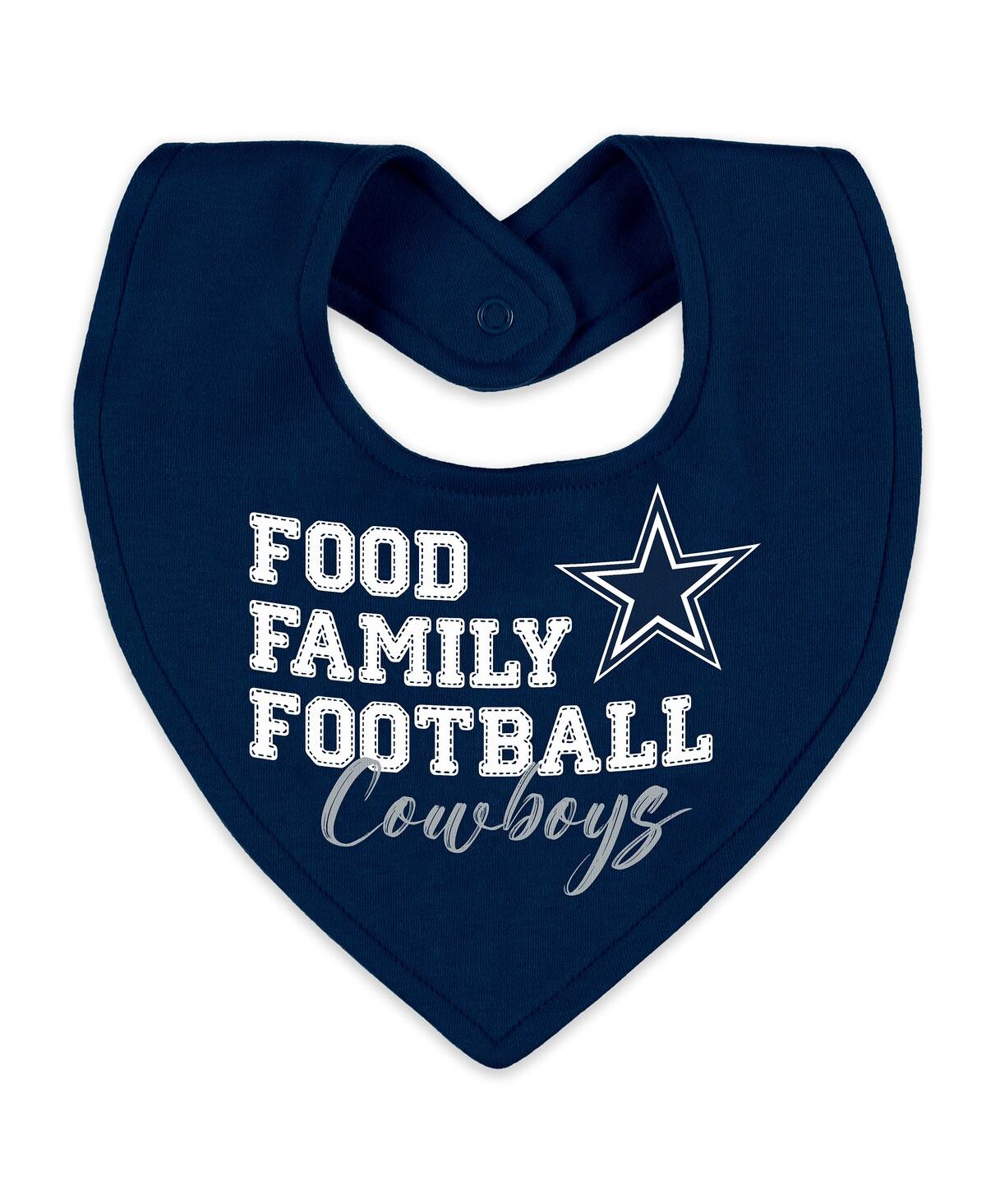 Wear by Erin Andrews Baby Boys and Girls Newborn 3-Piece Dallas Cowboys Sleep and Play Full-Zip Sleeper Bib Set