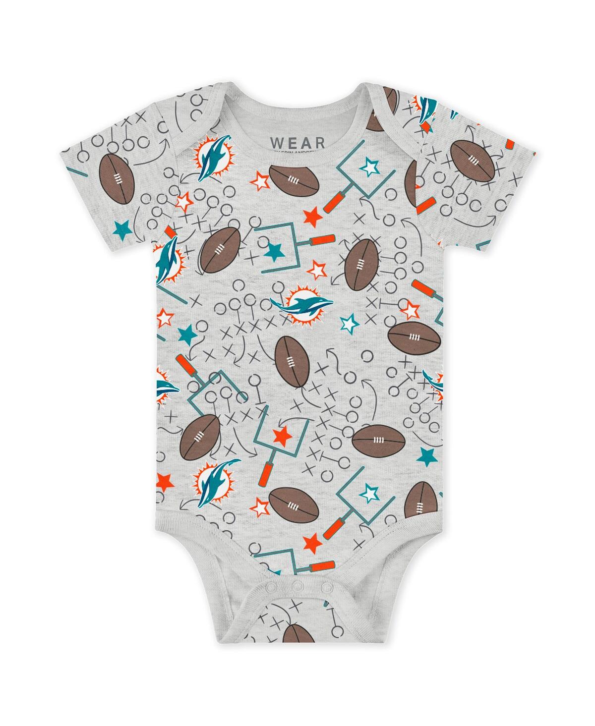 Wear By Erin Andrews Baby Boys And Girls Newborn 3-piece Miami Dolphins Turn Me Around Bodysuits Pant Set In White