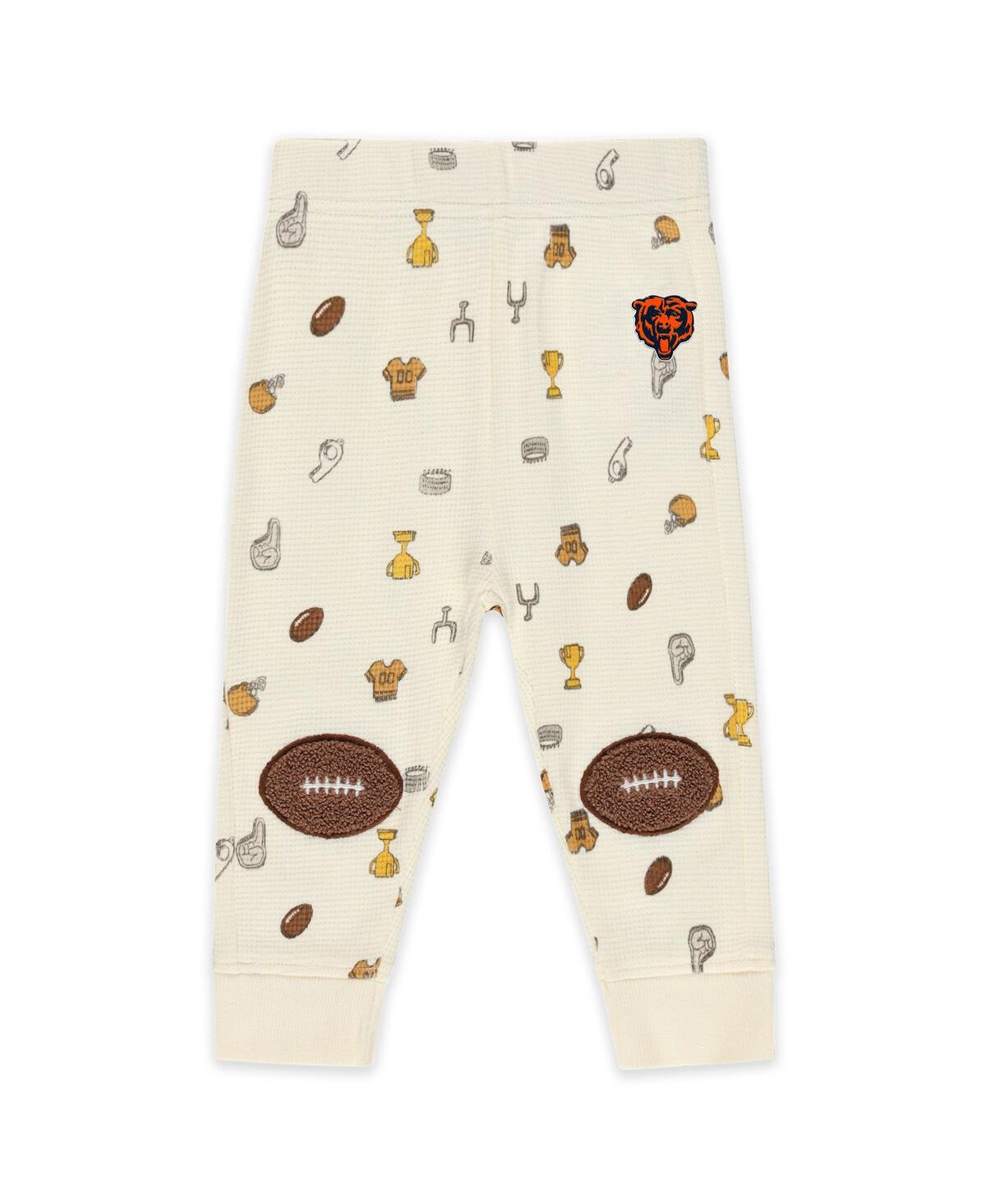 Wear By Erin Andrews Baby Boys And Girls 2-piece Cream Chicago Bears Waffle-knit Sleep Set In Neutral