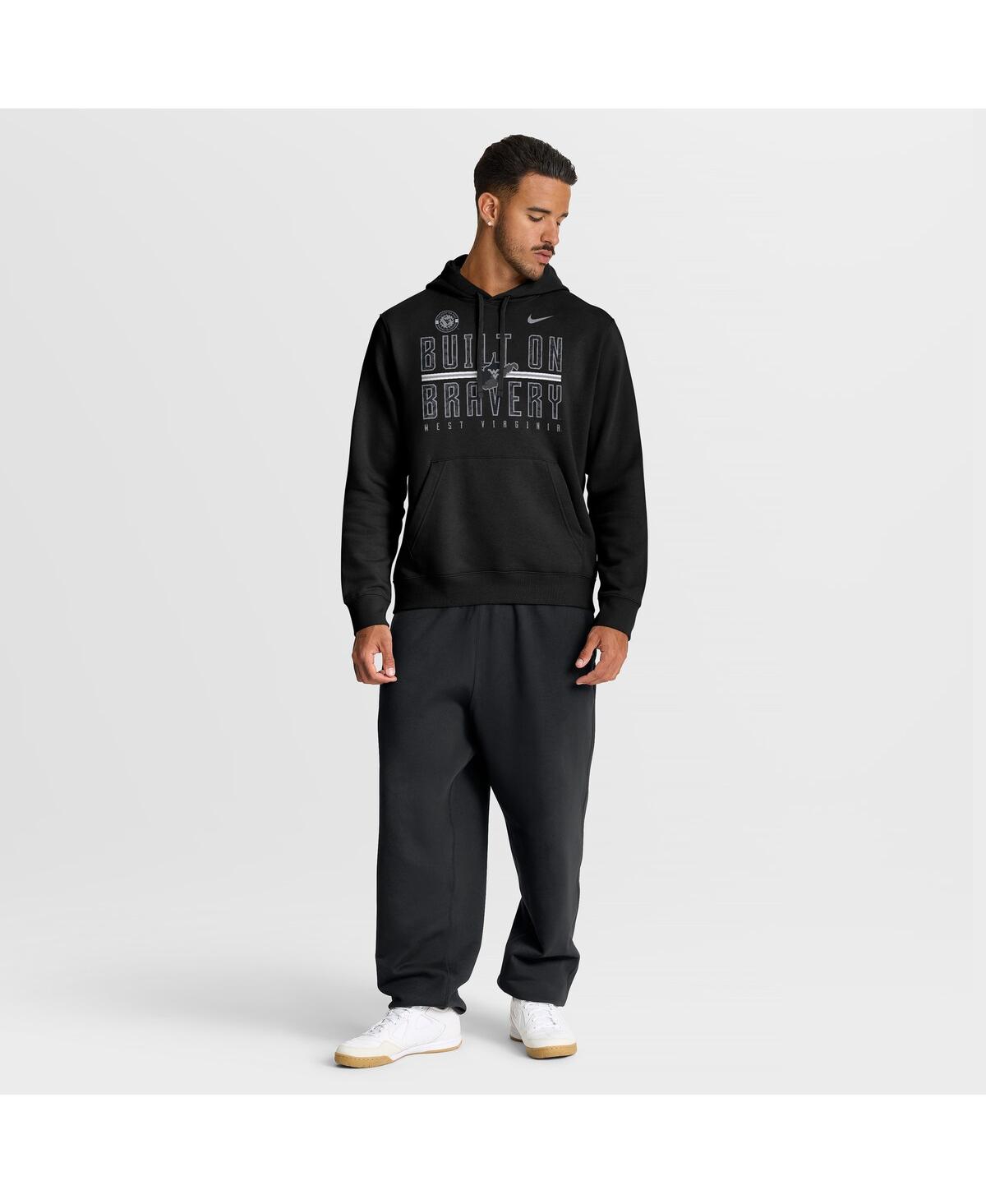 Nike Men's Black West Virginia Mountaineers Built On Bravery Club Fleece Hoodie In Black