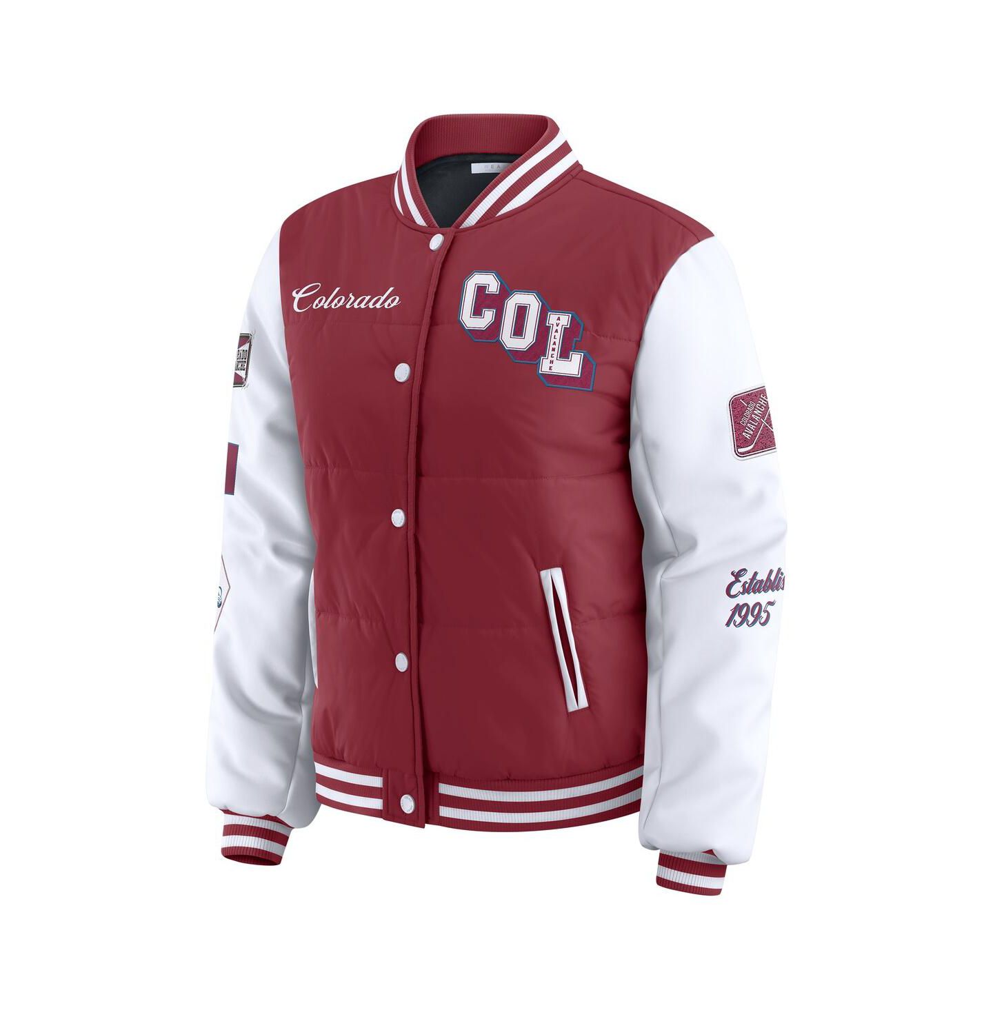 Женская куртка WEAR by Erin Andrews Burgundy/White Colorado Avalanche Varsity Full-Snap Puffer — фото 2