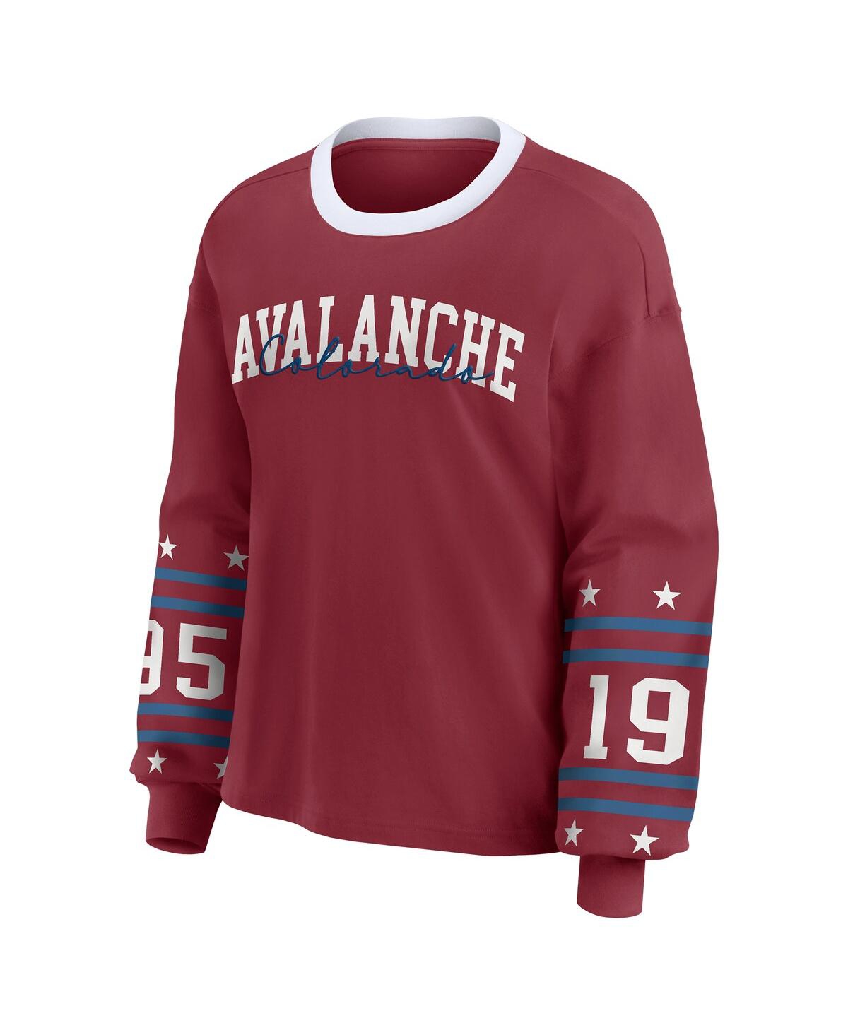 Wear By Erin Andrews Women's Burgundy Colorado Avalanche Long-sleeve Sport T-shirt In Burgundy