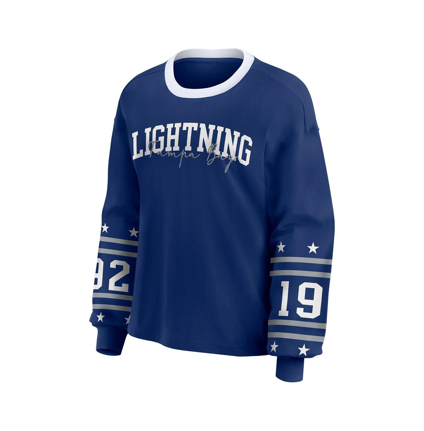 Женская футболка WEAR by Erin Andrews Blue Tampa Bay Lightning Long-Sleeve Sport — фото 2