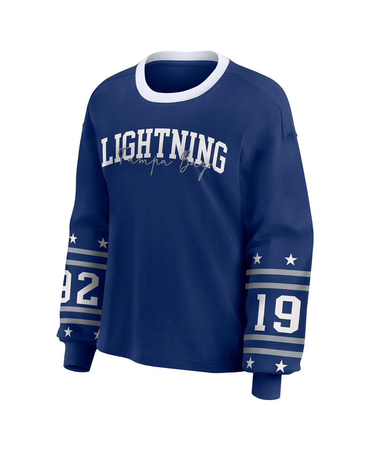 Wear By Erin Andrews Women's Blue Tampa Bay Lightning Long-sleeve Sport T-shirt In Blue