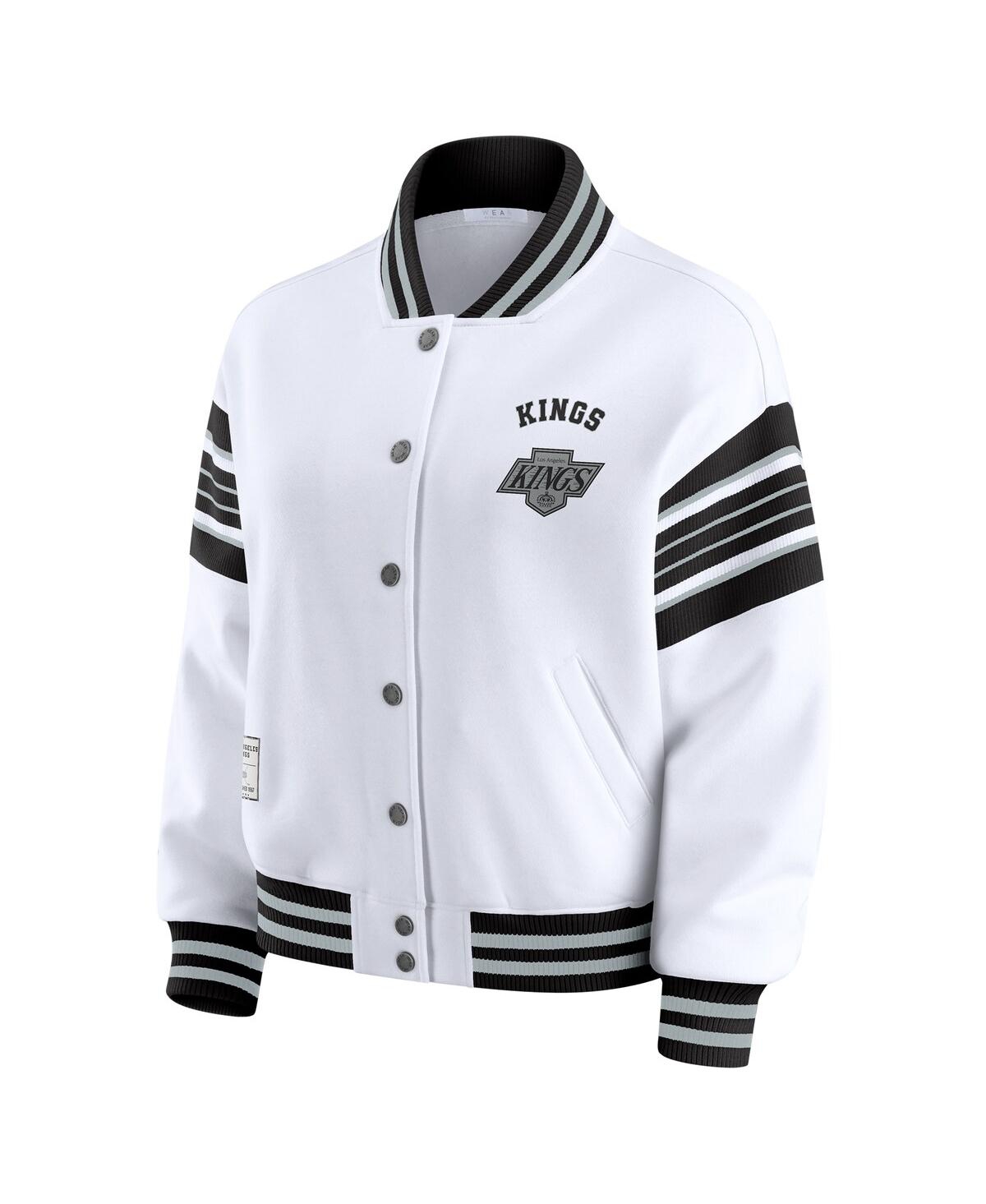 Wear By Erin Andrews Women's White/black Los Angeles Kings Full-snap Fleece Sweatshirt Jacket In White