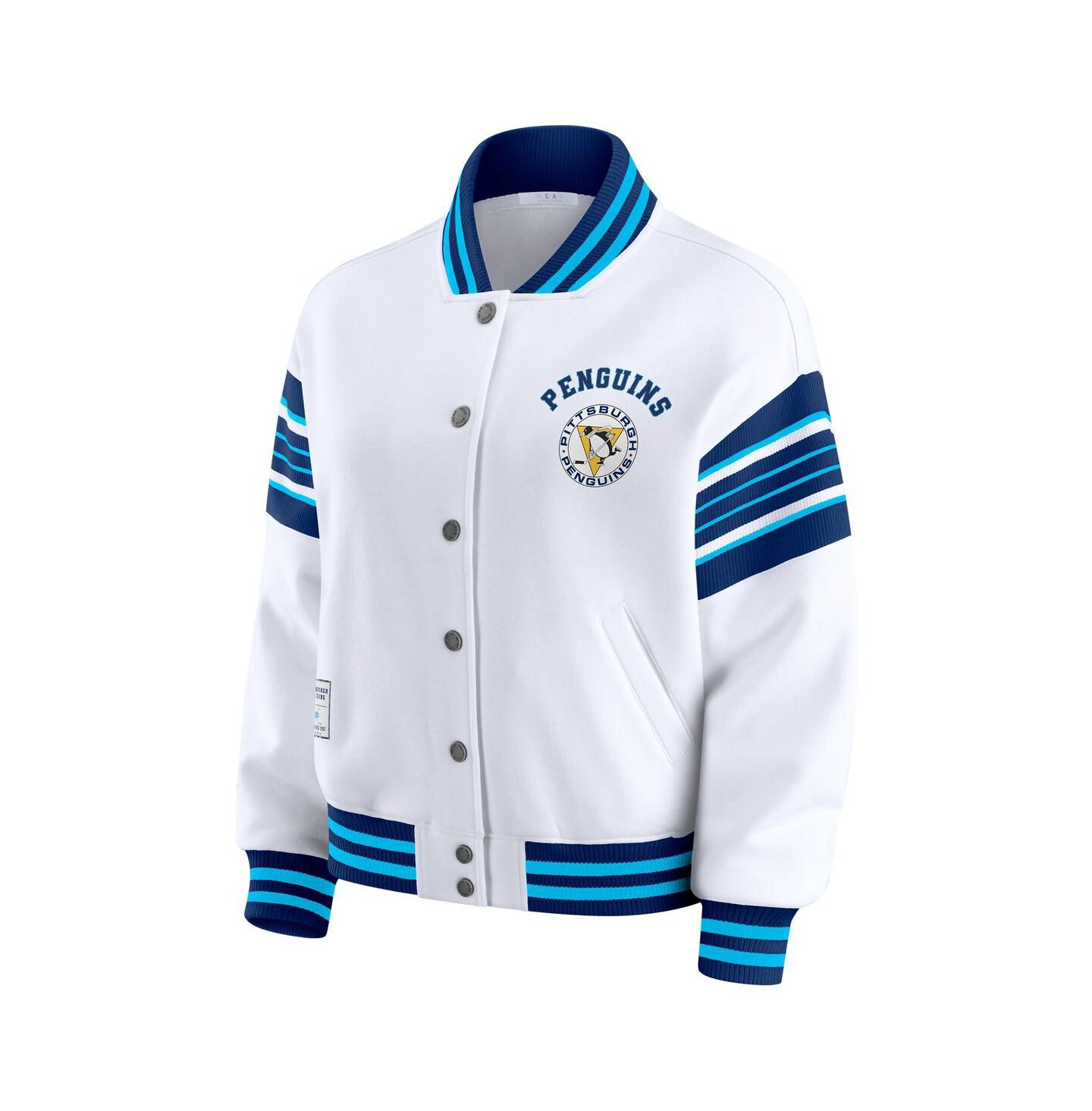 Женская куртка WEAR by Erin Andrews White/Navy Pittsburgh Penguins Full-Snap Fleece Sweatshirt — фото 2