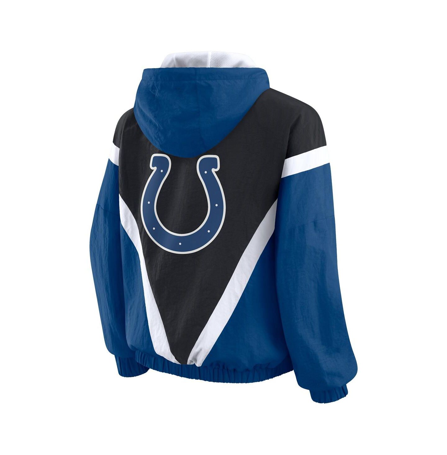 Женские худи WEAR by Erin Andrews Black/Royal Indianapolis Colts Plus Size Retro Crinkle Full-Zip Windbreaker Jacket — фото 3