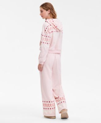 Fleece Zippered Hoodie & Wide-Leg Pants