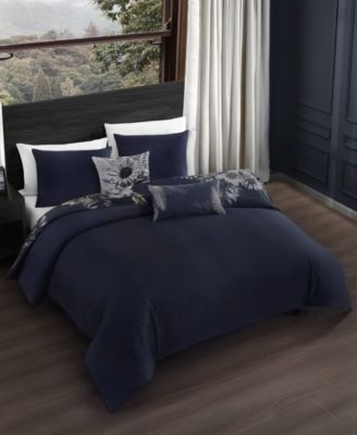 Forget Me Not 100% Cotton Sateen 5 Piece Reversible Comforter Set, Queen