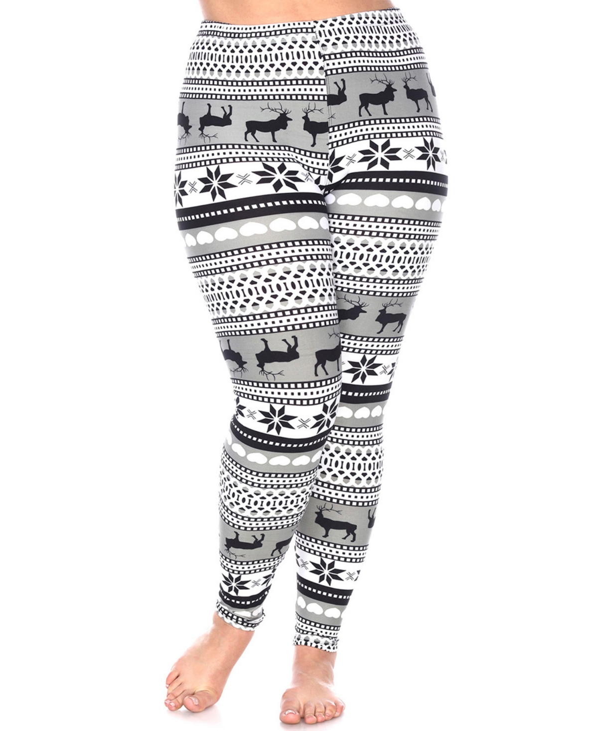 White Mark Plus Size Holiday Legging Pants, 3-pack In Multi