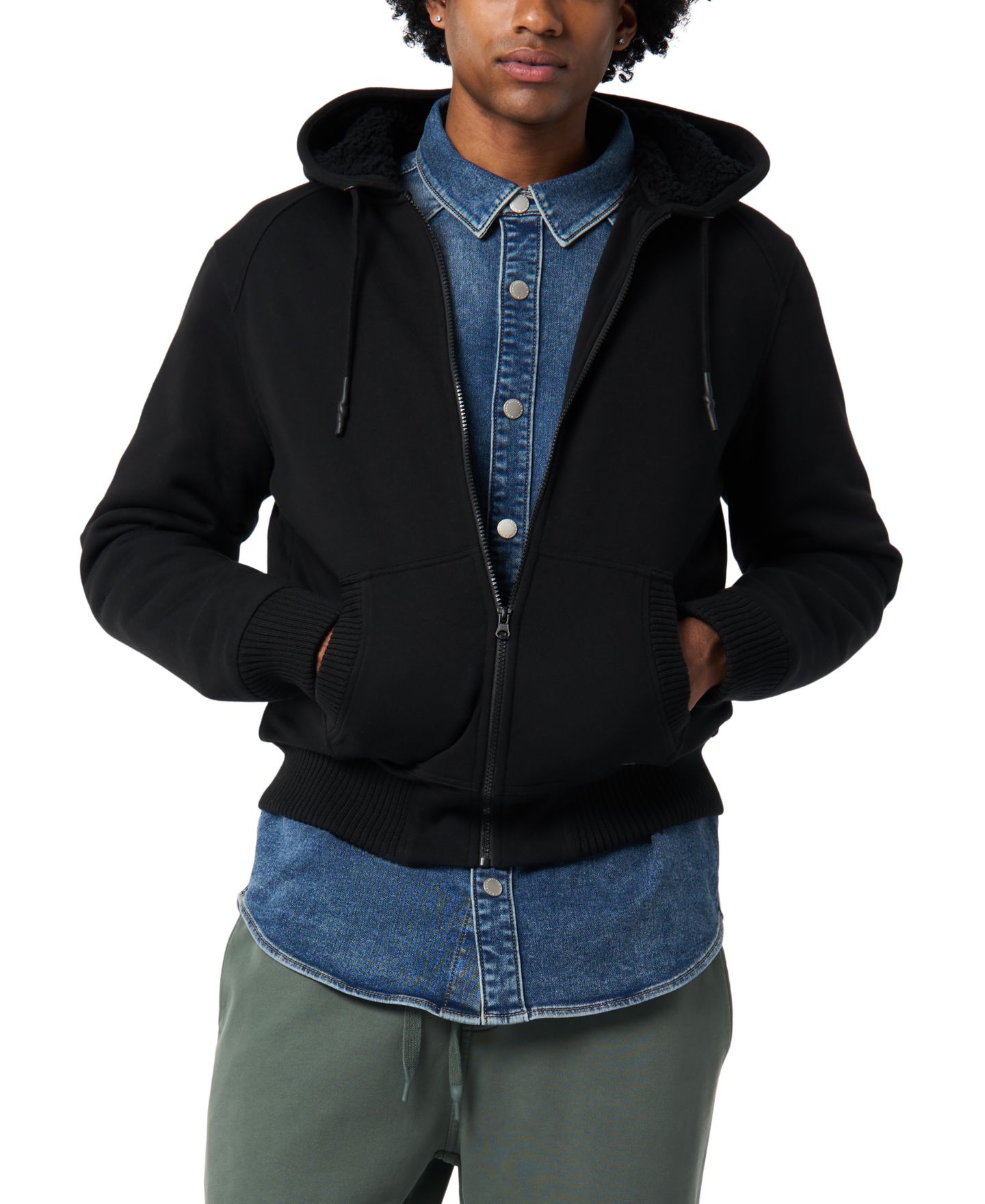 Мужская куртка Buffalo David Bitton Fasox Relaxed Full-Zip Hooded, цвет: Чёрный — фото 1