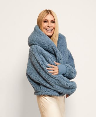 Hooded Cropped Length Button Front Lounger Jacket