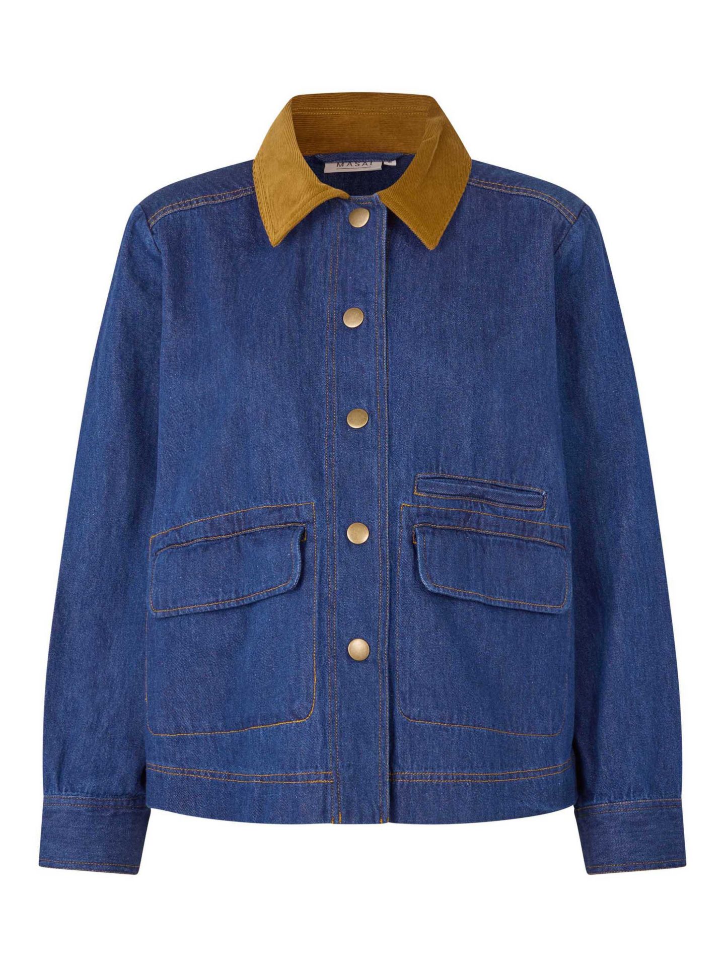 Женская куртка Masai Copenhagen Long Sleeve Velvet Collared Denim Jacket, цвет: Тёмный джинсовый — фото 8