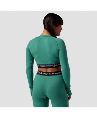 Women's Cedars RWS Merino Lt-Wt Baselayer Cropped Crew Top Lightweight Long Underwear Tops
