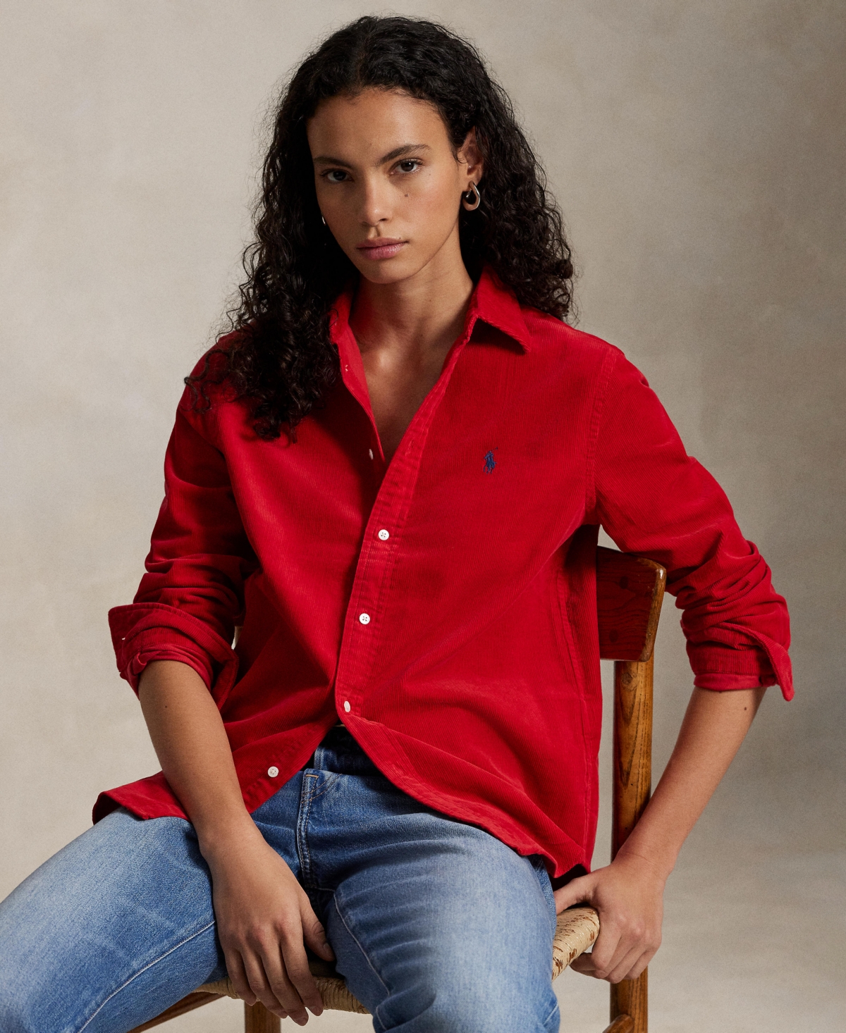 Polo Ralph Lauren Women's Classic-fit Cotton Corduroy Shirt In Red